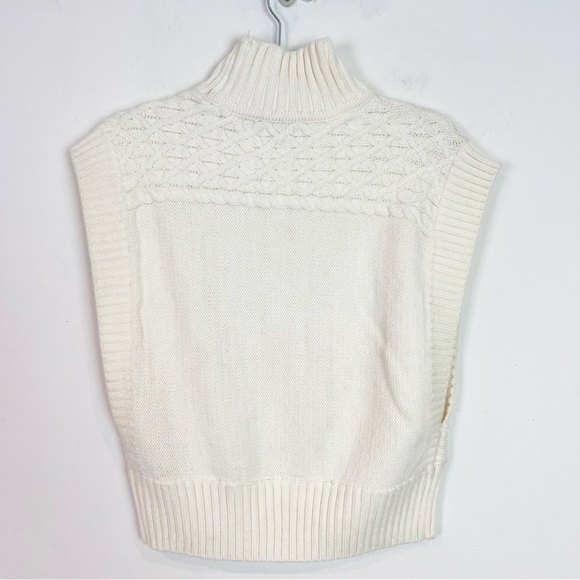 INC OFF-WHITE MOCK NECK CABLE KNIT SLEEVELESS SWEATER VEST WOMENS SMALL - Picture 4 of 4